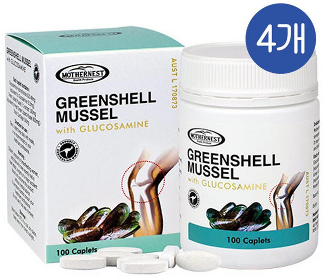 마더네스트 초록입홍합 글루코사민 캡슐 Mothernest Greenshell Mussel Glucosamine, 4개, 단품, 100정