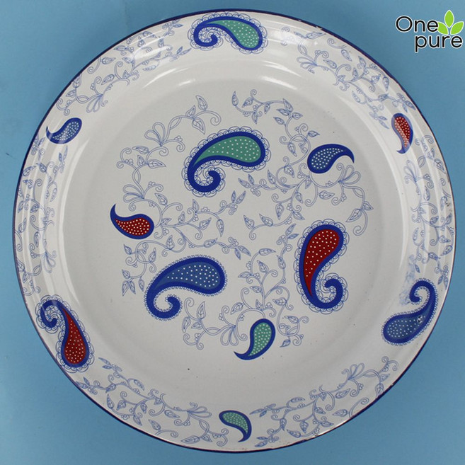 법랑그릇 빈티지 피자 감성 예쁜그릇 플레이트 레트로, 30cm 블루빈-두툼한, 1개