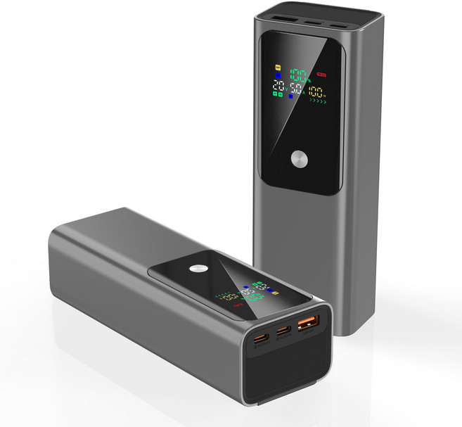 PIUJJA 휴대용 PD 100W 노트북 고출력 LED디스플레이 대용량 양방향 초고속충전 여행용 기내반입 보조배터리 20000mAh, 실버