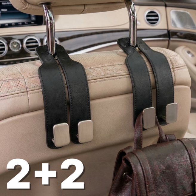 리즈앤모어 차량용 헤드레스트 후크 가방 걸이, 블랙, 4개