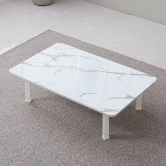 이반가구 접이식 칼라테이블 기본다리 하이그로시 좌식 다용도 책상 공부상 다과상 티테이블 사이드테이블, 1000x600, 마블