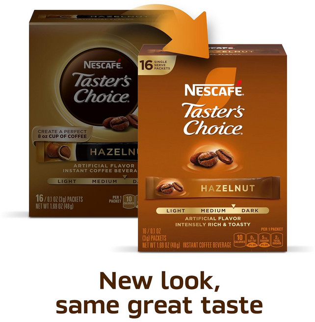 네스카페 테이스터스 초이스 인스턴트 헤이즐넛 128개 Nescafe Taster's Choice Instant Coffee French Roast 128ct, 3g, 16개입, 8개