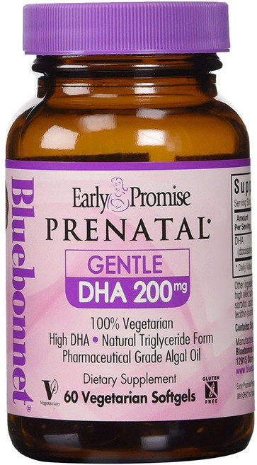 블루보넷 얼리 프로미스 프레네탈 젠틀 DHA 200mg 베지테리안 소프트젤 글루텐 프리 무설탕, 1개, 60정