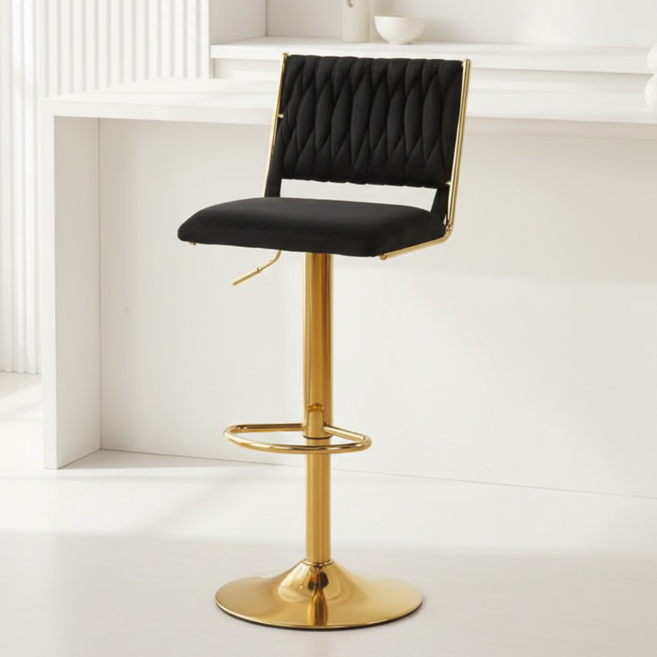 피피포피 벨벳 홈바의자 아일랜드식탁의자 바체어 높이조절 회전 스퀘어, 블랙