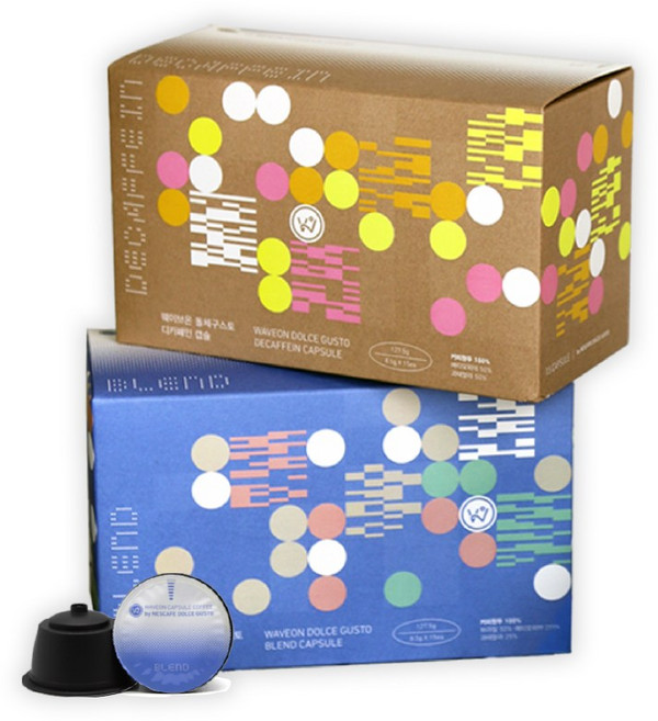웨이브온 돌체구스토 호환용 캡슐커피 2종 세트(블랜드/디카페인), 127.5g, 1개, 15개입