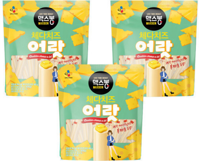 CJ제일제당 맥스봉 체다치즈 어랏 ( ) 간식 소시지, 20g, 3개