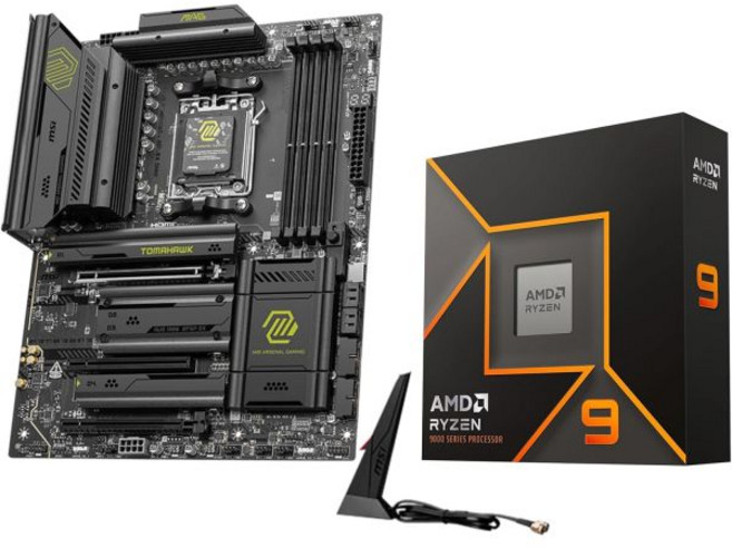 마이크로 센터 AMD 라이젠 9 9900X CPU 프로세서와 MSI MAG X870E 토마호크 WiFi ATX 마더보드 DDR5 PCIe 5.0 x16 M.2 Gen5 Wi-F, AMD Ryzen 9 9900X+ MSI MAG X87
