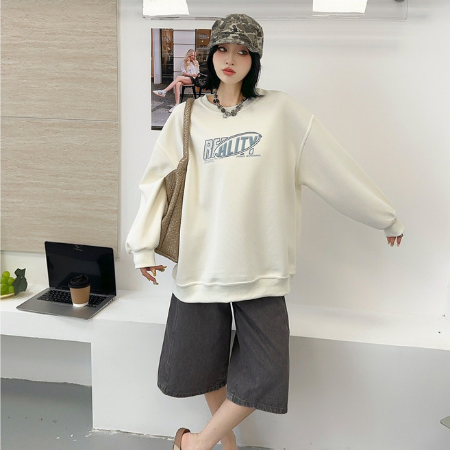 편안한42 패션 심플 맨투맨 오버핏 남녀공용 긴팔 티셔츠