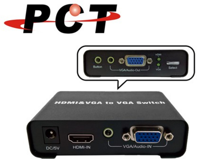 PCT VGA&HDMI轉VGA切換器 VHV201, 1個