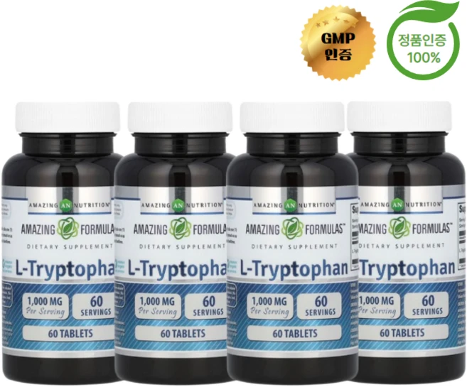 2+2 어메이징 뉴트리션 L트립토판 1000mg 60정, 4개 - 쿠팡