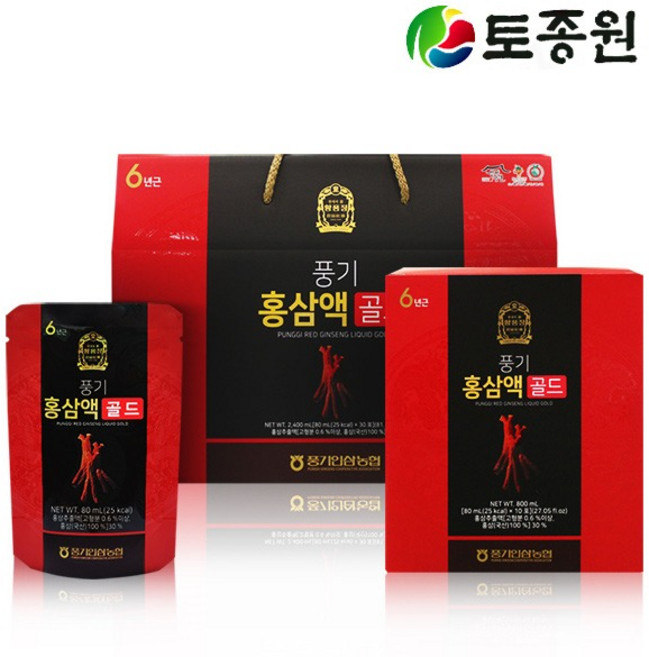 6년근 풍기홍삼액골드 80mlX30포 풍기인삼농협, 1개, 80ml