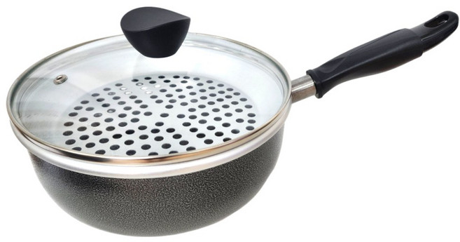 라면 만두 찜기 냄비, 1개, 모던블랙, 20cm