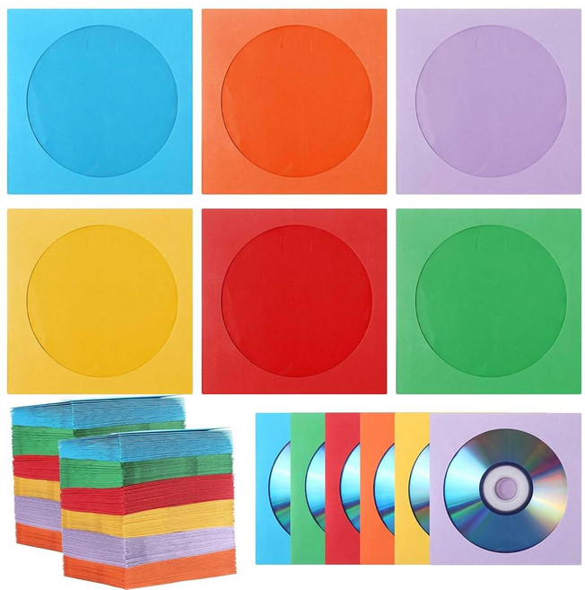 Faccito 240개 종이 CD 슬리브 컬러 x Vcd 케이스 4.92 CD DVD DVD 컬러용 4.92 슬리브 디스크 멀티플 케이스 영화 인치 벌크 슬리브 봉투