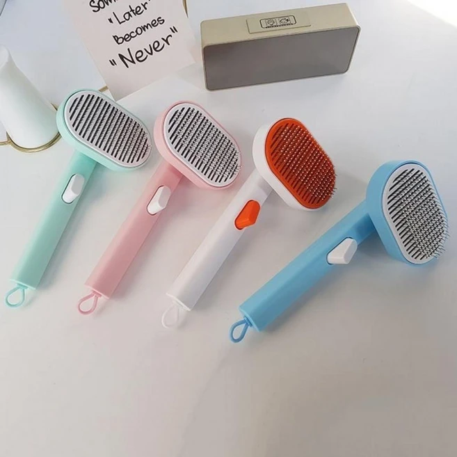 마당 원터치 그루밍 브러쉬 편하고 확실한 털정리 반려동물 강아지 고양이, 화이트, 1개 - 쿠팡