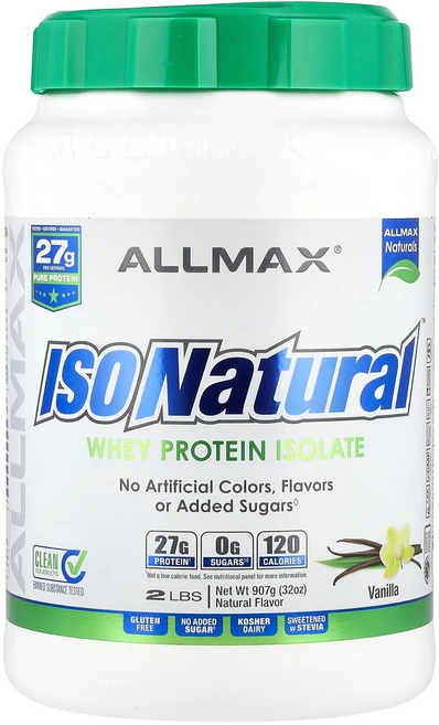 ALLMAX ISONatural™ 분리유청단백질 바닐라 맛 907g(2lb) ALLMAX (올맥스), 1개 - 쿠팡