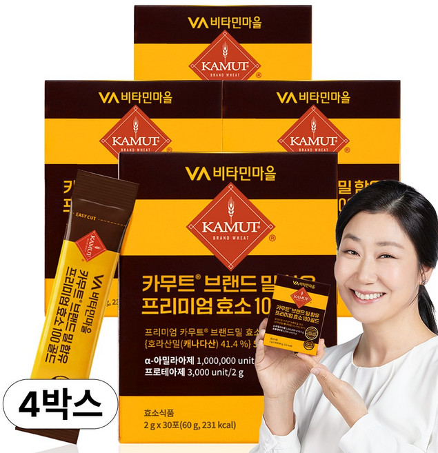 비타민마을 100만 역가수치 카무트 브랜드밀 프리미엄 효소 100 골드 30포, 60g, 4박스