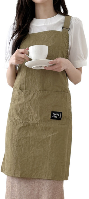 두리앤고 생활방수 H형 카페 앞치마 서빙용, 베이지, 1개