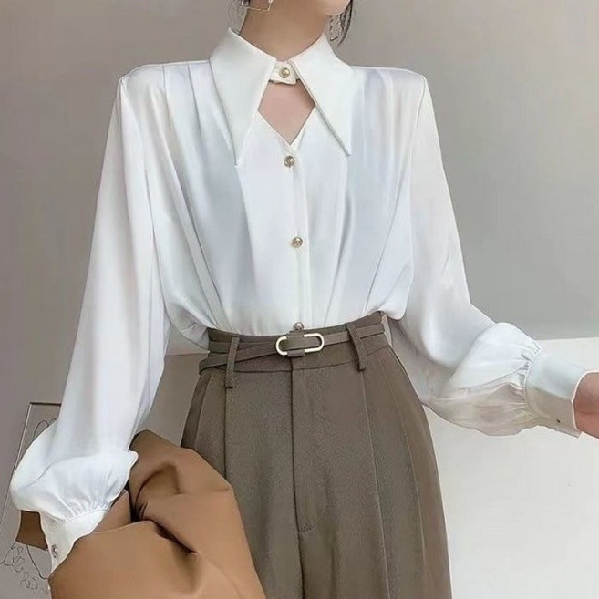 아이엠몽 여성 카라 포인트 셔츠 블라우스