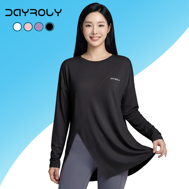데이로리 스판덱스 여자 헬스복 여성 요가복 상의 긴팔 4colors