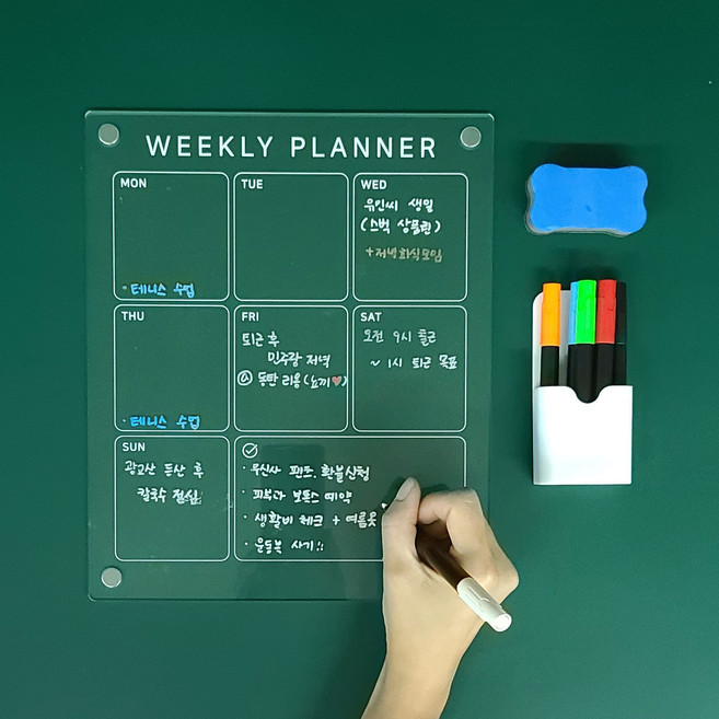 메이레 냉장고메모자석보드 아크릴보드판 메모달력, 주간형(23*30)_화이트