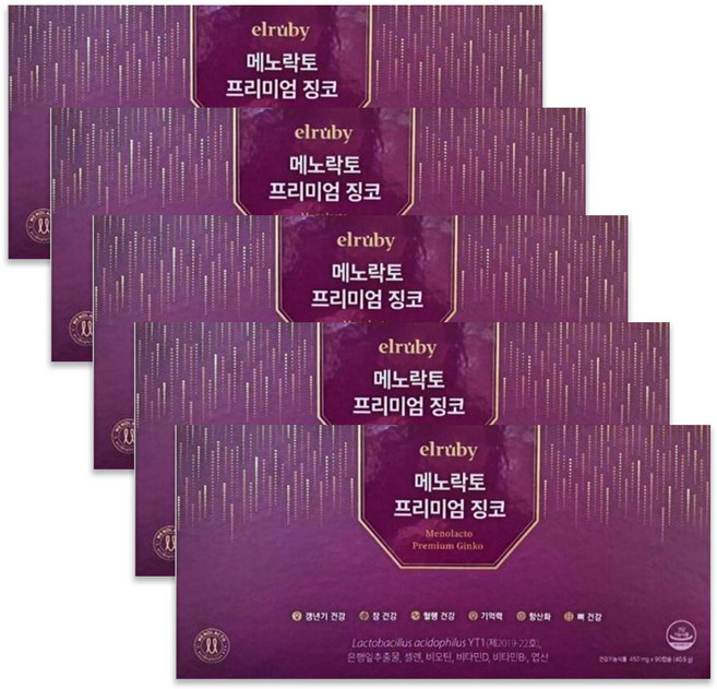 휴온스 엘루비 메노락토 프리미엄 징코, 90정, 5개