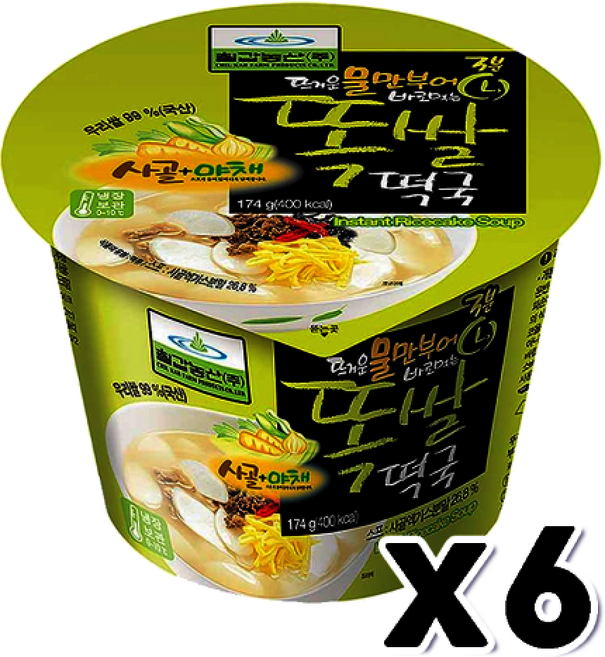 칠갑농산 똑쌀떡국 즉석용기컵, 칠갑농산 똑쌀떡국 즉석용기컵 174g x 6개, 174g, 6개