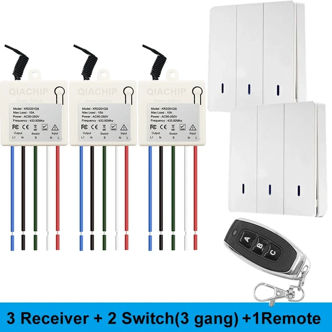 RF 433MHZ 무선 스위치 램프 LED 수신기 조명 원격 220V 92MHZ 패널 릴레이 100V 433 미니 제어, 03 3R 2E 1B