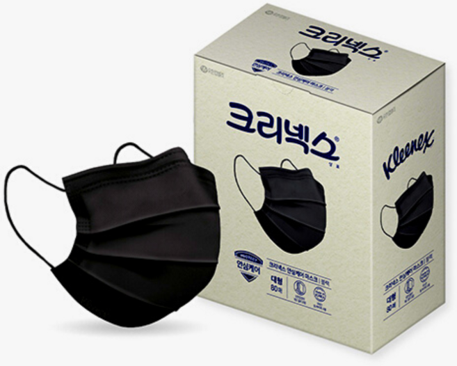 유한킴벌리 크리넥스 KFAD 덴탈마스크 안심케어 마스크 대형 화이트 80매 1박스 국산 일회용