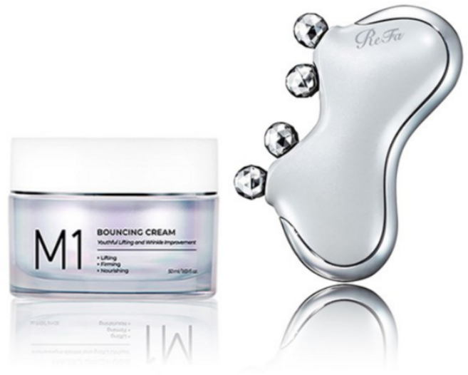 제니 괄사 [ReFa] CAXA 정품인증 괄사 1개 +엠원바운싱크림 1개, 1세트, 괄사 펄 화이트