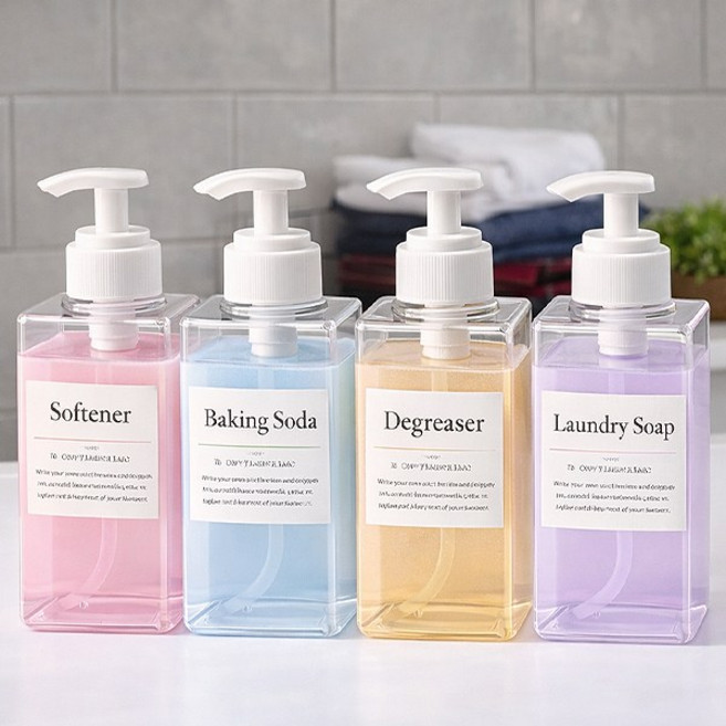 욕실 주방 세제 리필통 샴푸 바디워시 다용도 소분 용기, 3개, 투명500ml