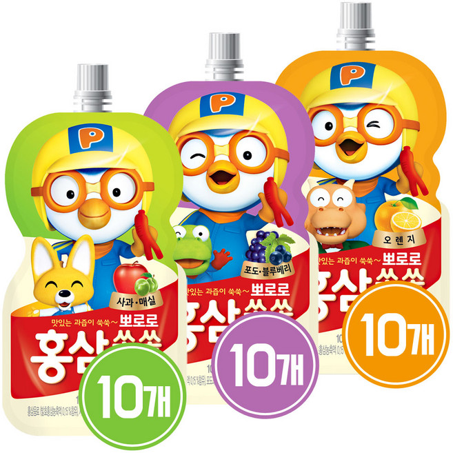 홍삼쏙쏙3종세트(사과매실100ml*10개+포도블루베리100ml*10개+오렌지100ml*10개), 100ml, 1세트, 포도블루베리+사과매실+오렌지