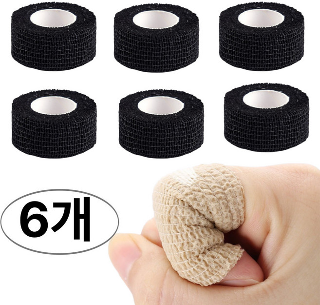 우아한클릭 자가점착 탄력밴드 스포츠 테이핑 블랙, 6개