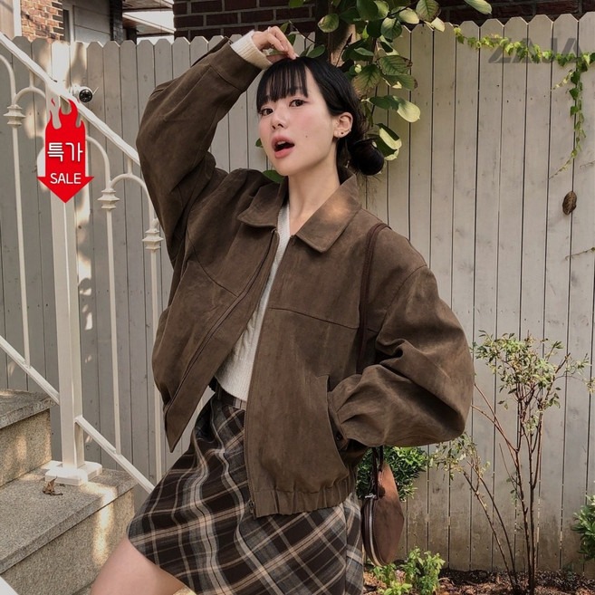 ZAJA 캐주얼 데일리 여성 숏 스웨이드 자켓
