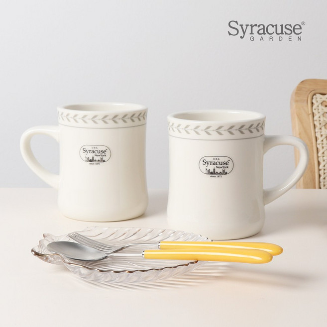 파격사은품 시라쿠스 뉴욕가든 오목머그 2p세트, 그레이, 2개