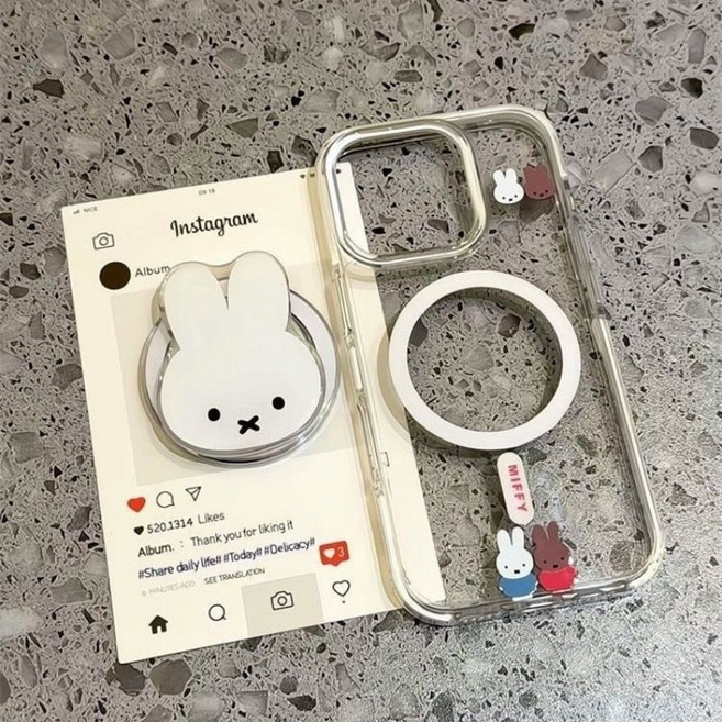 TYREUS 큐티 미피 갤럭시S26/25 맥세이프 그립톡 호환 케이스