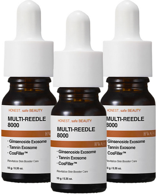 화사 멀티-리들 8 000ppm 물광 보습 윤기 스킨부스터 더블 식물유래 엑소좀 앰플, 3개, 10ml