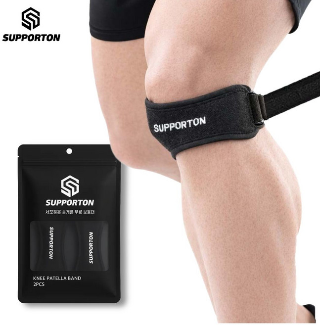 서포트온 슬개건 슬개골 서포트 무릎보호대, 블랙, 2개