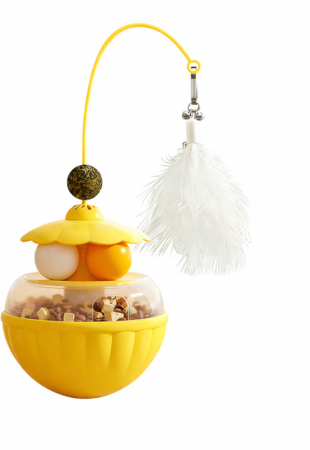 익스오더 고양이 깃털스틱 사냥 스트레스 해소 장난감, 1개, 노란색