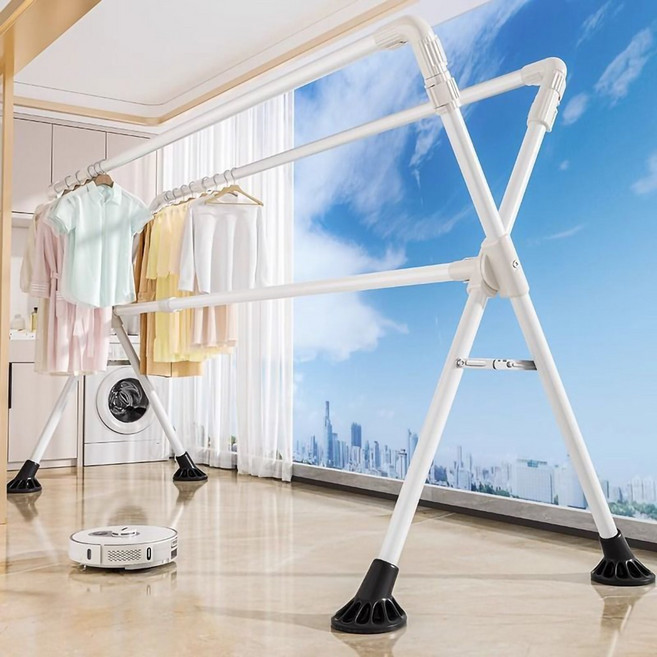 확장형 이불건조대 튼튼한 빨래 건조대 2.5m, 화이트