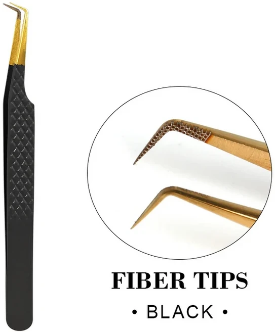 섬유 속눈썹 연장 핀셋 볼륨 정밀 다이아몬드 그립 섬유 팁 스테인레스 스틸 눈썹 메이크업, 18 GOLD-3-3