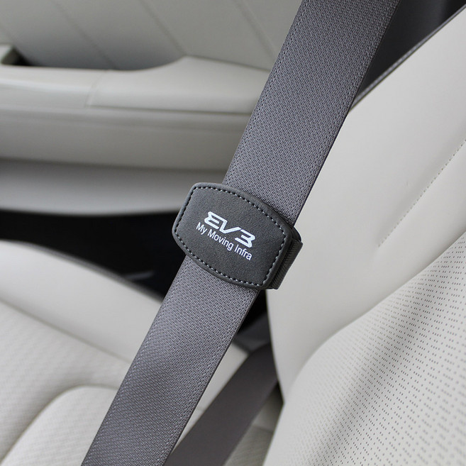 [비브랜드]와이앤유 로고 레터링 인쇄 가죽 안전벨트 자석 고정클립 스토퍼 옥구김방지 벨트락 홀더 EV3 호환, 브라운, 1개