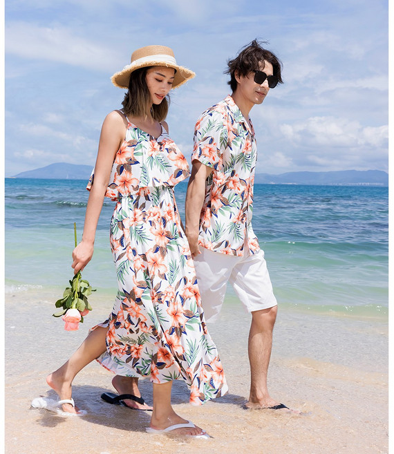 44~77 두근비치 신혼여행 커플룩 바캉스 원피스 하와이안 원피스 허니문 커플룩 여름 원피스 휴양지 원피스 여성 여름 원피스 휴양지 커플룩 휴양지룩 해외여행룩 동남아 커플룩
