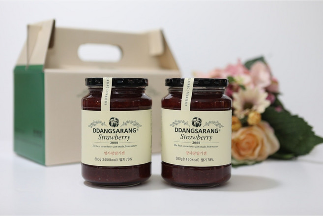 전통 수제 땅사랑딸기잼(딸기함량 80%), 2개, 580g