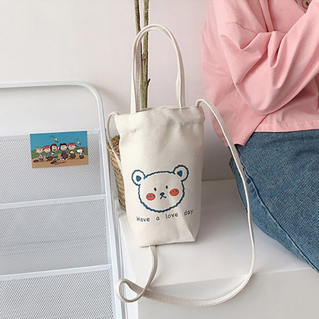 캔버스 미니 텀블러 백 물병 가방 8type 드링크 소풍 컵홀더 테이크아웃 에코