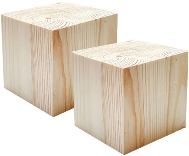 아이베란다 정사각 소나무 집성 목재 교구 가구다리 부목 60x60x60mm, 2개