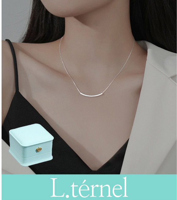 르떼르넬 LSSNC004 Sterling Silver 리얼 법정 순은 925 스퀘어 튜브 여자 골드 실버 목걸이 은목걸이