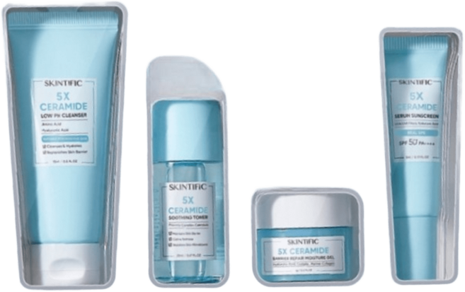 SKINTIFIC 旅行組 保濕護膚套裝 化妝水、精華液、乳液、防曬乳、洗面乳, 1個, #1