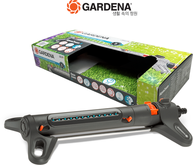 가데나 범위조정 스프링클러 아쿠아줌 - S (18710) 스프링쿨러 잔디 정원 자동관수, 1개