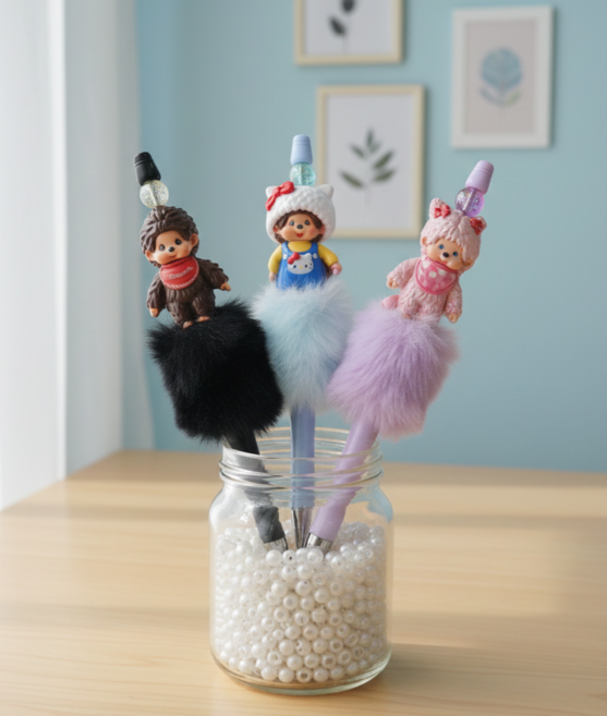 동대문 DIY 치치 원숭이 볼펜꾸미기 3개세트 캐릭터 볼꾸 펜꾸, 1개, 3칼라