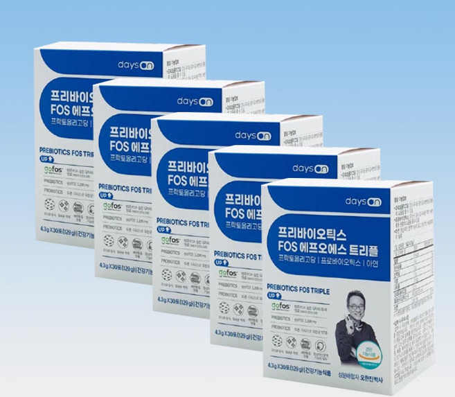 데이즈온 프리바이오틱스 FOS 트리플 유산균 프락토올리고당 아연 30포 5박스 5개월분